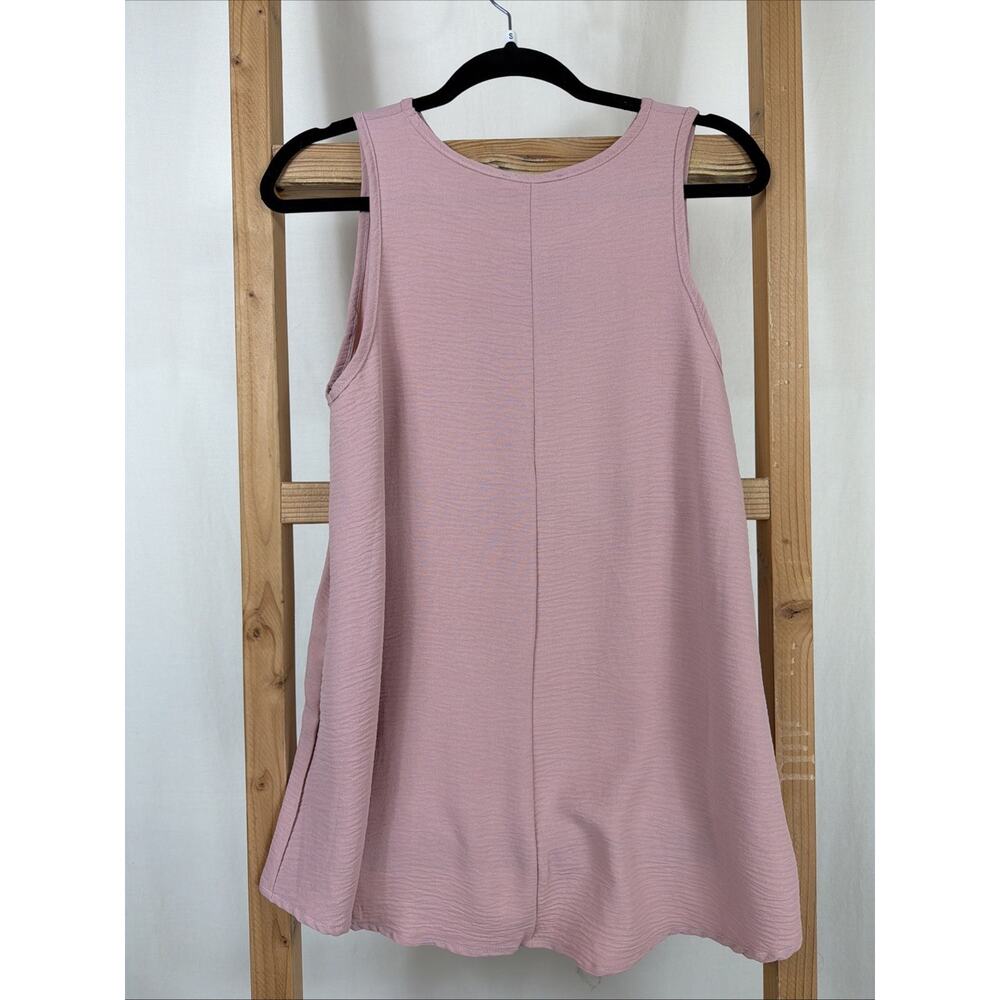 NWT Tres Bien Pink Round Neck High Low Hem Long Oversized Tank Top #1206 Size S - Picture 2 of 2